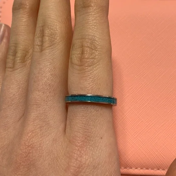 Turquiose inlay ring - size 6 - Picture 3 of 3